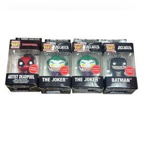 unko Pocket Pop Keychain Set Of 4 Gamestop Exclusive Artist Deadpool Joker Batm